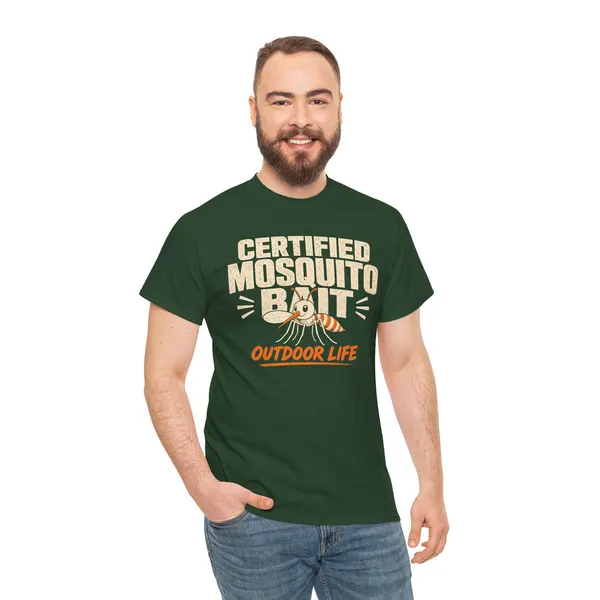 Certified Mosquito Bait Funny Camping Tee, product photo from Megawatt Merch