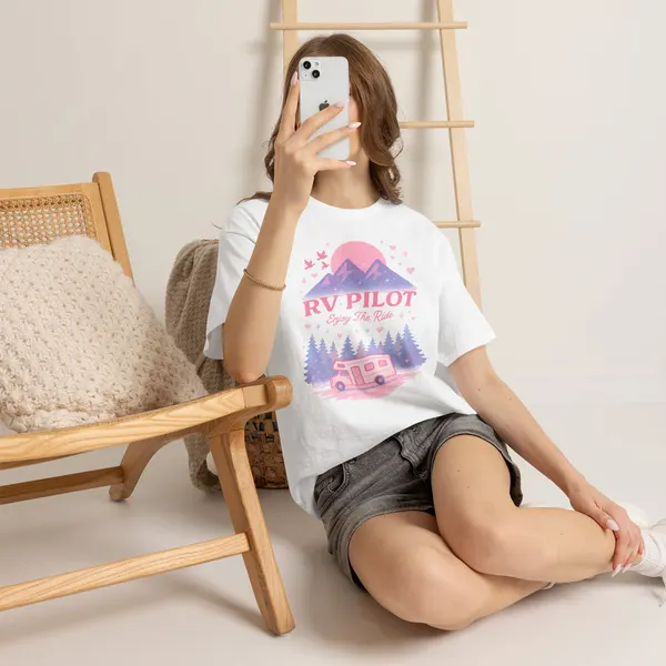 Moonlit RV Adventure: Pastel Pixel Camping Scene Funny Camping Tee, product photo from Megawatt Merch