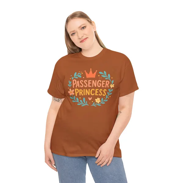 Passenger Princess Traveler Gildan Tee, product photo from Megawatt Merch