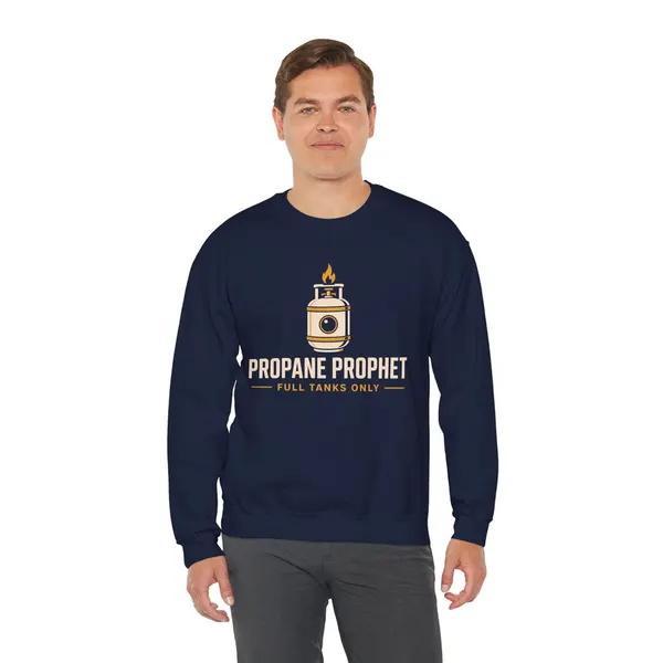 Propane Prophet Funny Camping Sweatshirt, product photo from Megawatt Merch