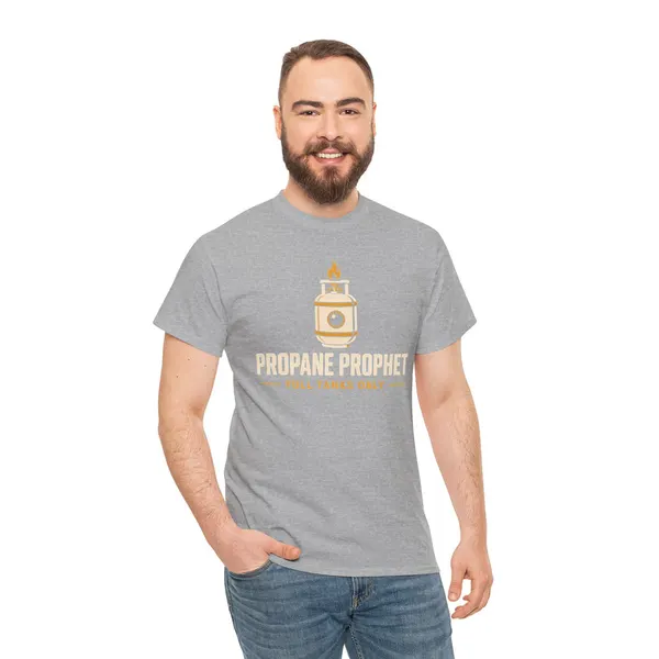 Propane Prophet Funny Camping Tee, product photo from Megawatt Merch