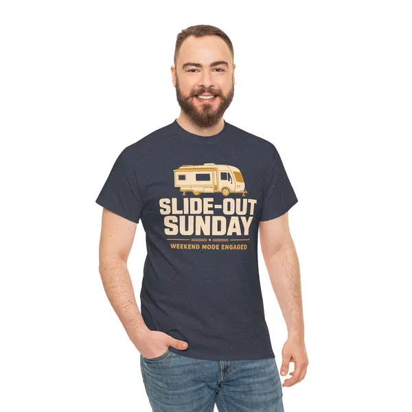 Slide-Out Sunday Funny Camping Tee, product photo from Megawatt Merch